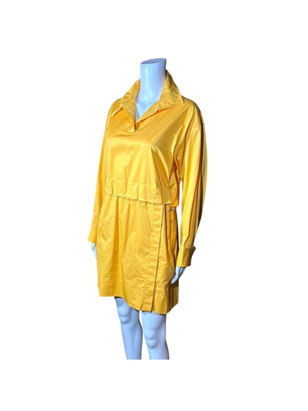 HERMES YELLOW COTTON UTILITARIAN DRESS SZ 2